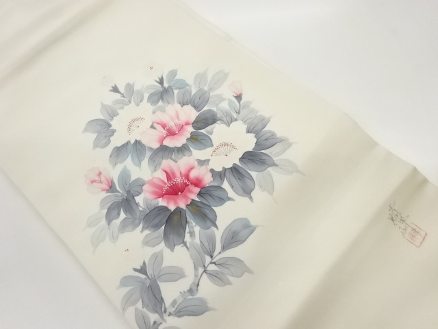 作家物　塩瀬花々模様名古屋帯